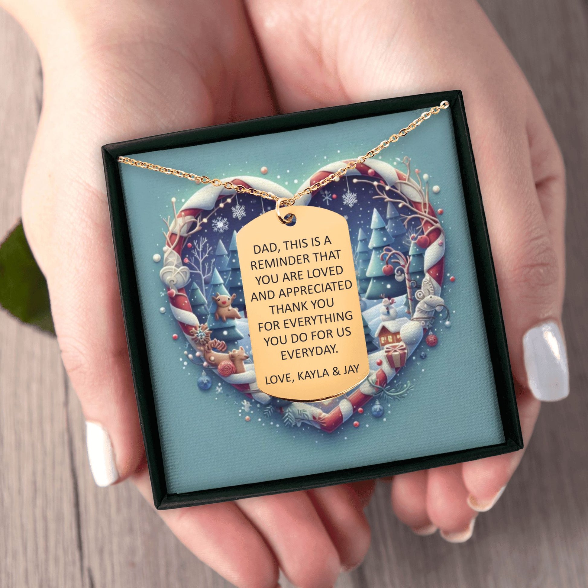 Custom Tag Necklace with Personalized Christmas Message Card by OwnPrint