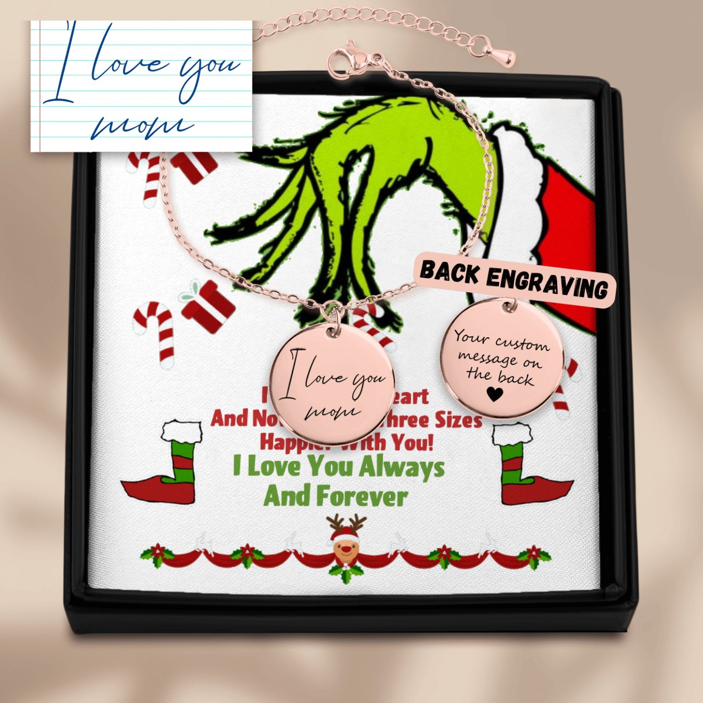 Handwritten Bracelet Christmas Grinch design by OwnPrint