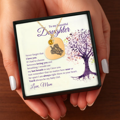 Daughter Heart Necklace with Birthstone OwnPrint