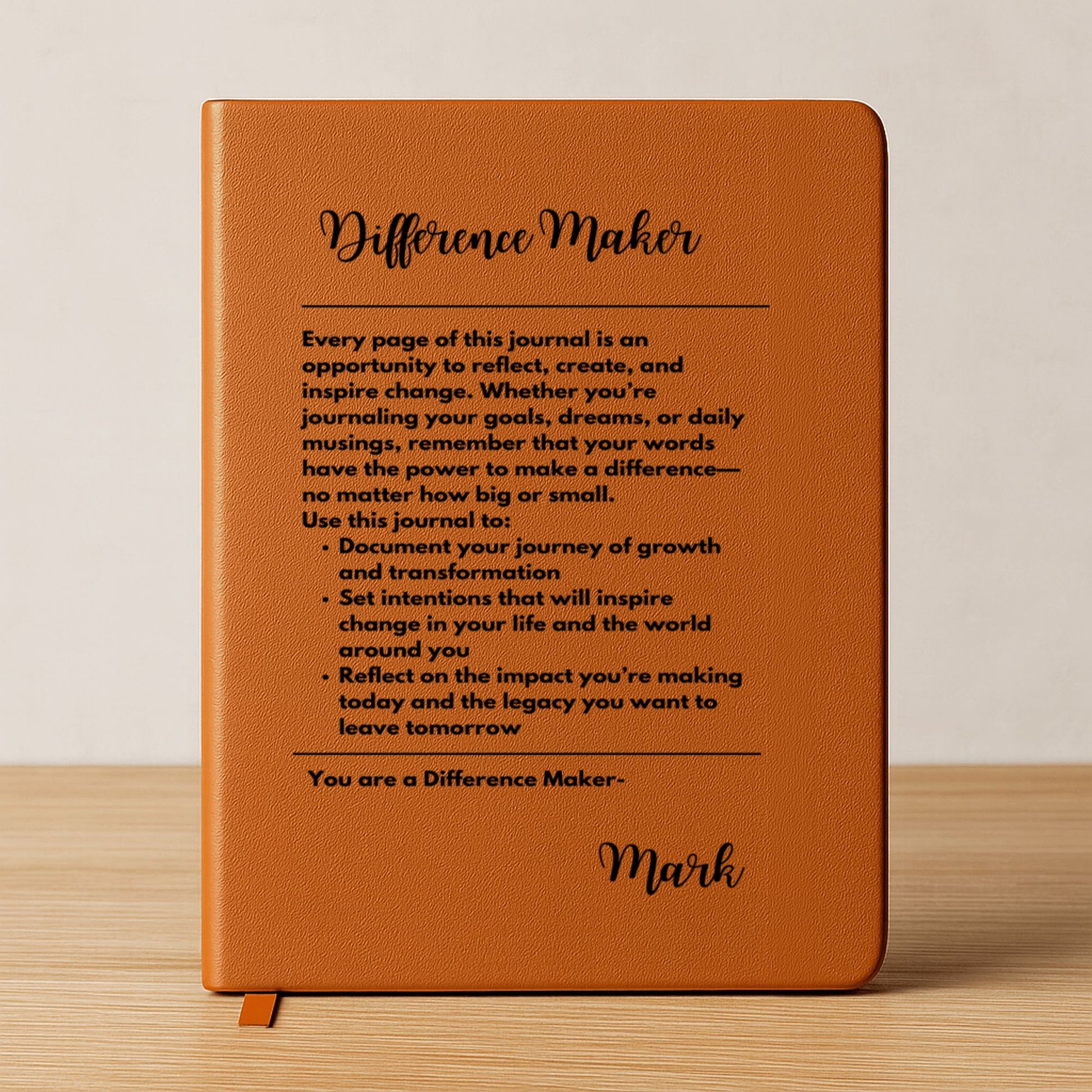 Premium Engraved Notebook (A5) Difference maker personalized by OwnPrint