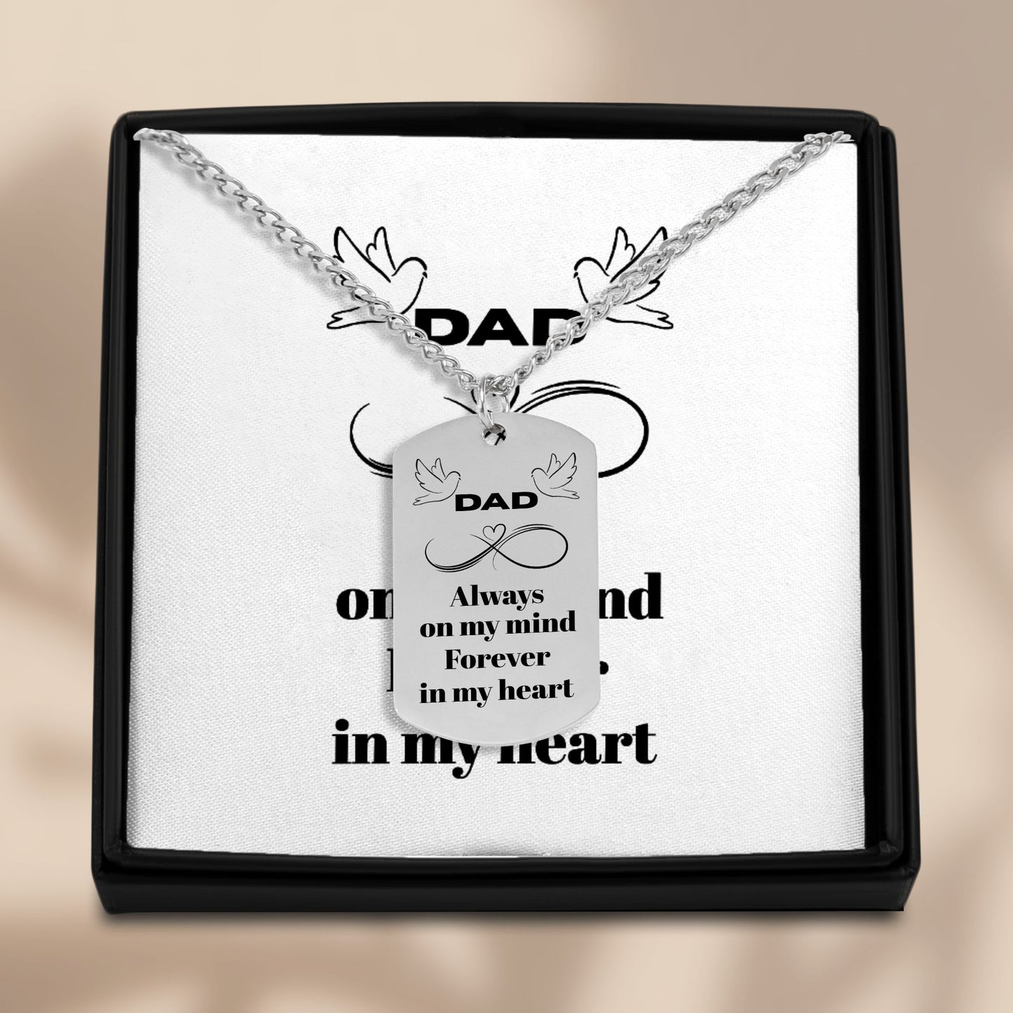 Cuban Tag Necklace Dad Memorial Engraved Dog Tag Necklace