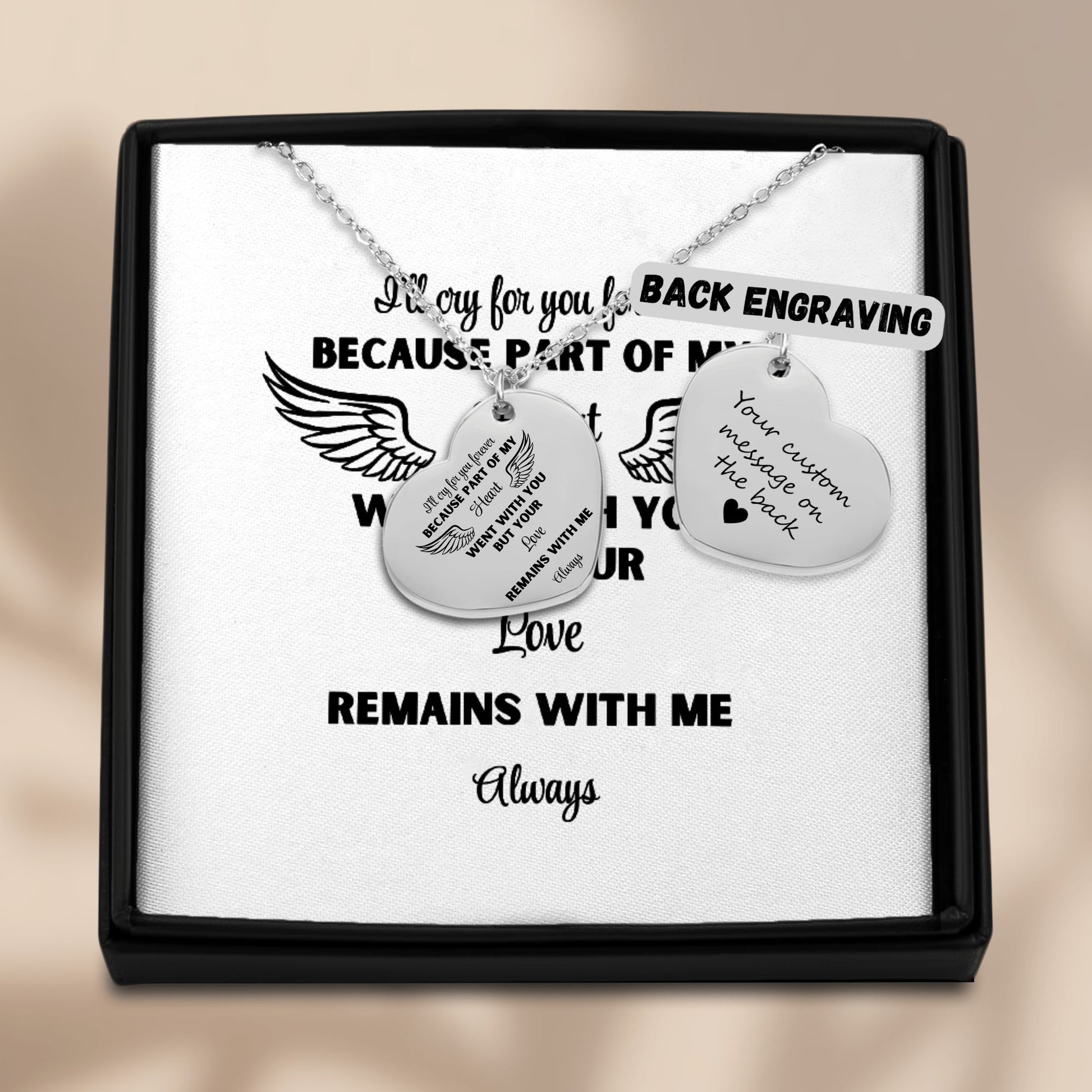 Heart Necklace I'll cry for you forever, memorial necklace, gift for her, gift for widow by OwnPrint