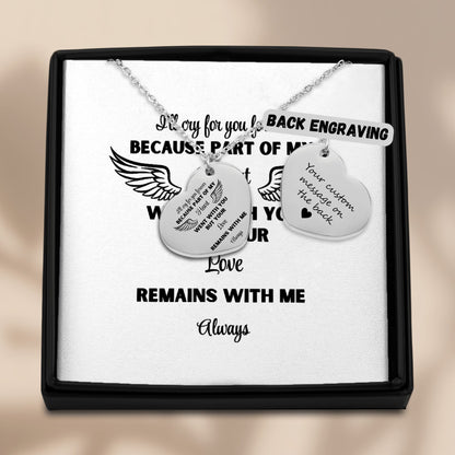 Heart Necklace I'll cry for you forever, memorial necklace, gift for her, gift for widow by OwnPrint