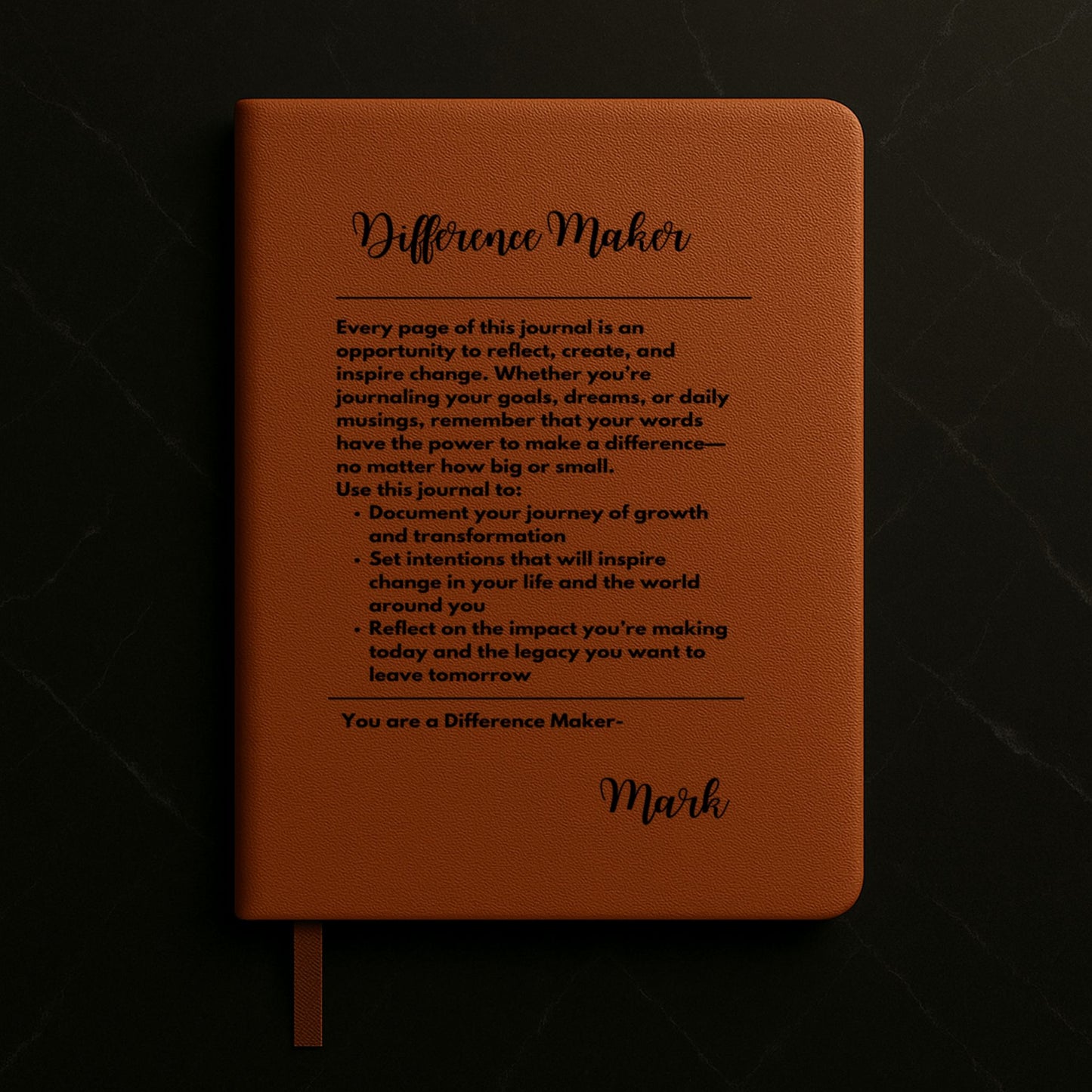 Premium Engraved Notebook (A5) Difference maker personalized by OwnPrint
