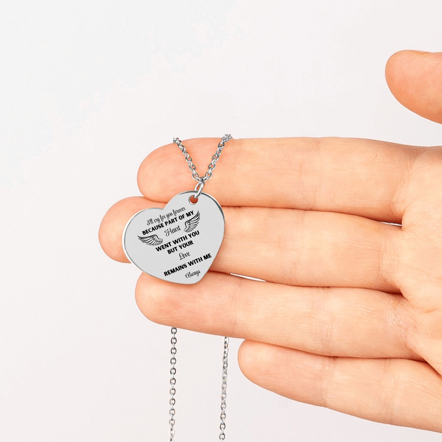 Heart Necklace I'll cry for you forever, memorial necklace, gift for her, gift for widow by OwnPrint