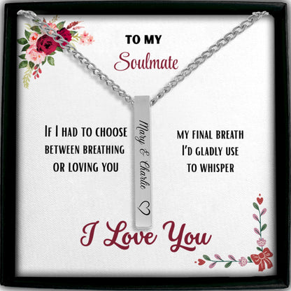 To my Soulmate 3D Bar Necklace by OwnPrint