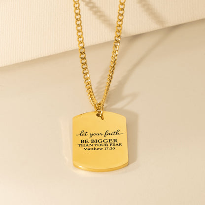 Cuban Tag Necklace To my Son, Love Dad , Lion designed message card OwnPrint