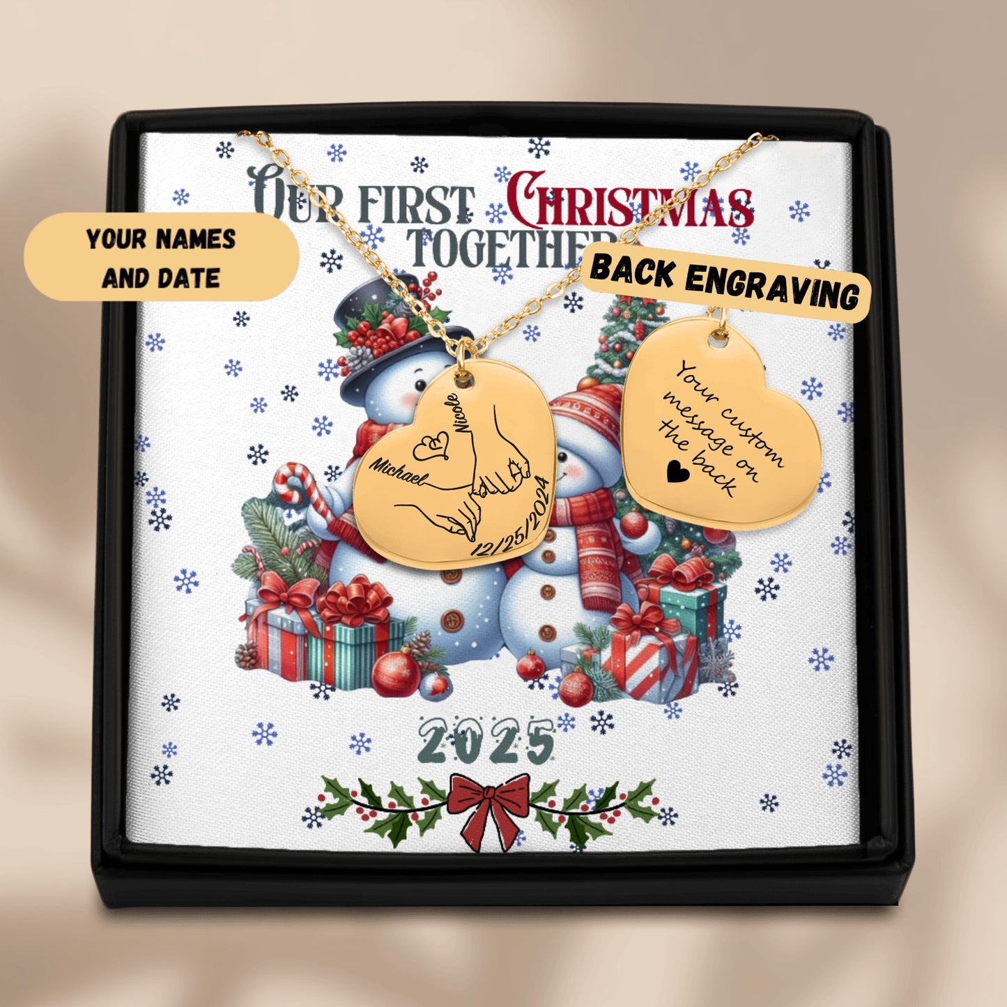 Our First Christmas Together – Personalized Heart Necklace by OwnPrint