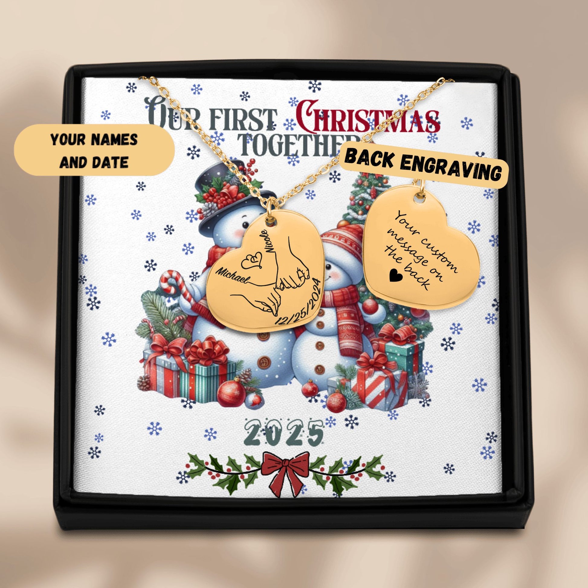 Our First Christmas Together – Personalized Heart Necklace by OwnPrint