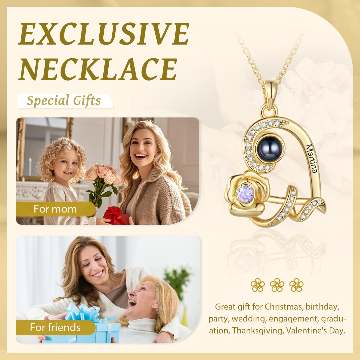 Custom Photo Projection Birthstone Necklace by cmoffer