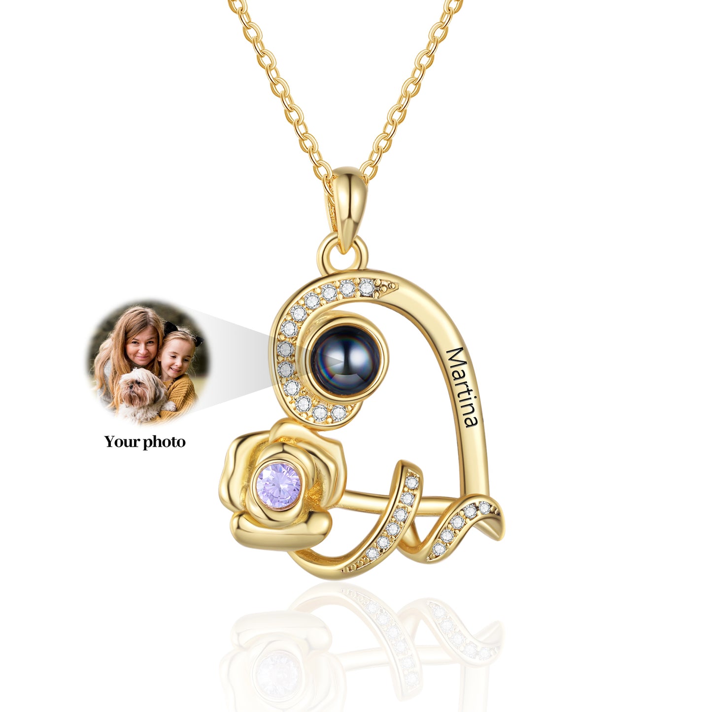 Custom Photo Projection Birthstone Necklace by cmoffer