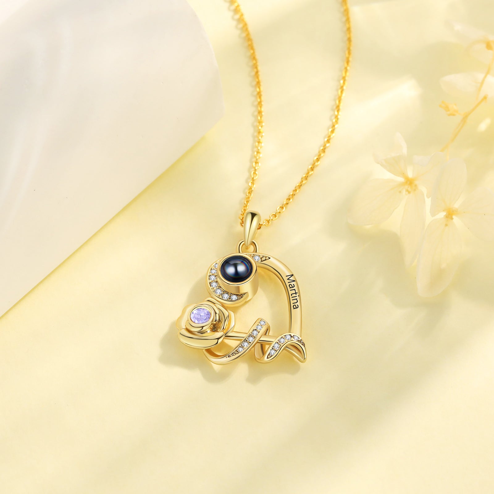 Custom Photo Projection Birthstone Necklace by cmoffer