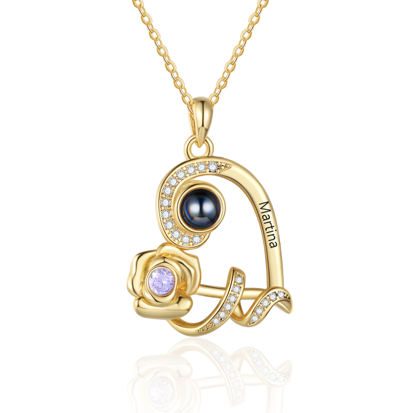 Custom Photo Projection Birthstone Necklace by cmoffer