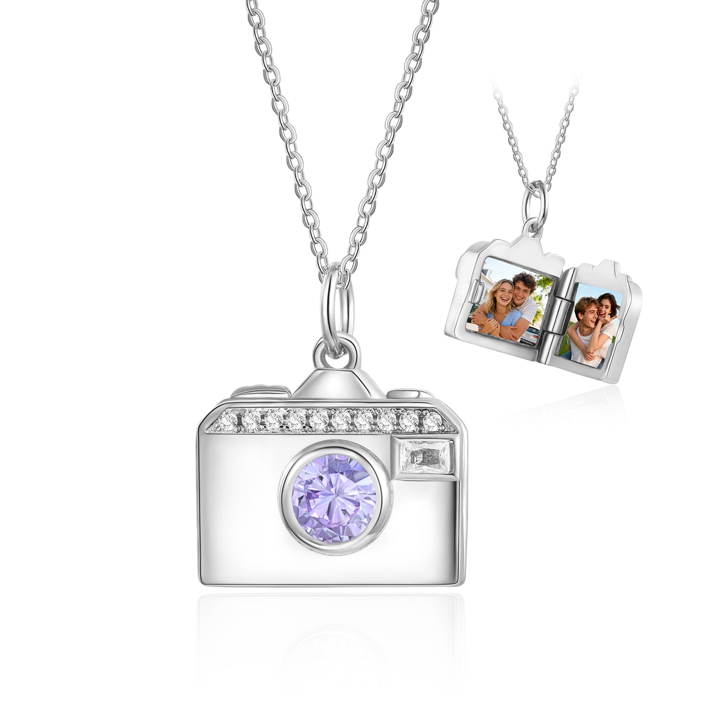 Brass Personalized birthstone & photo necklace