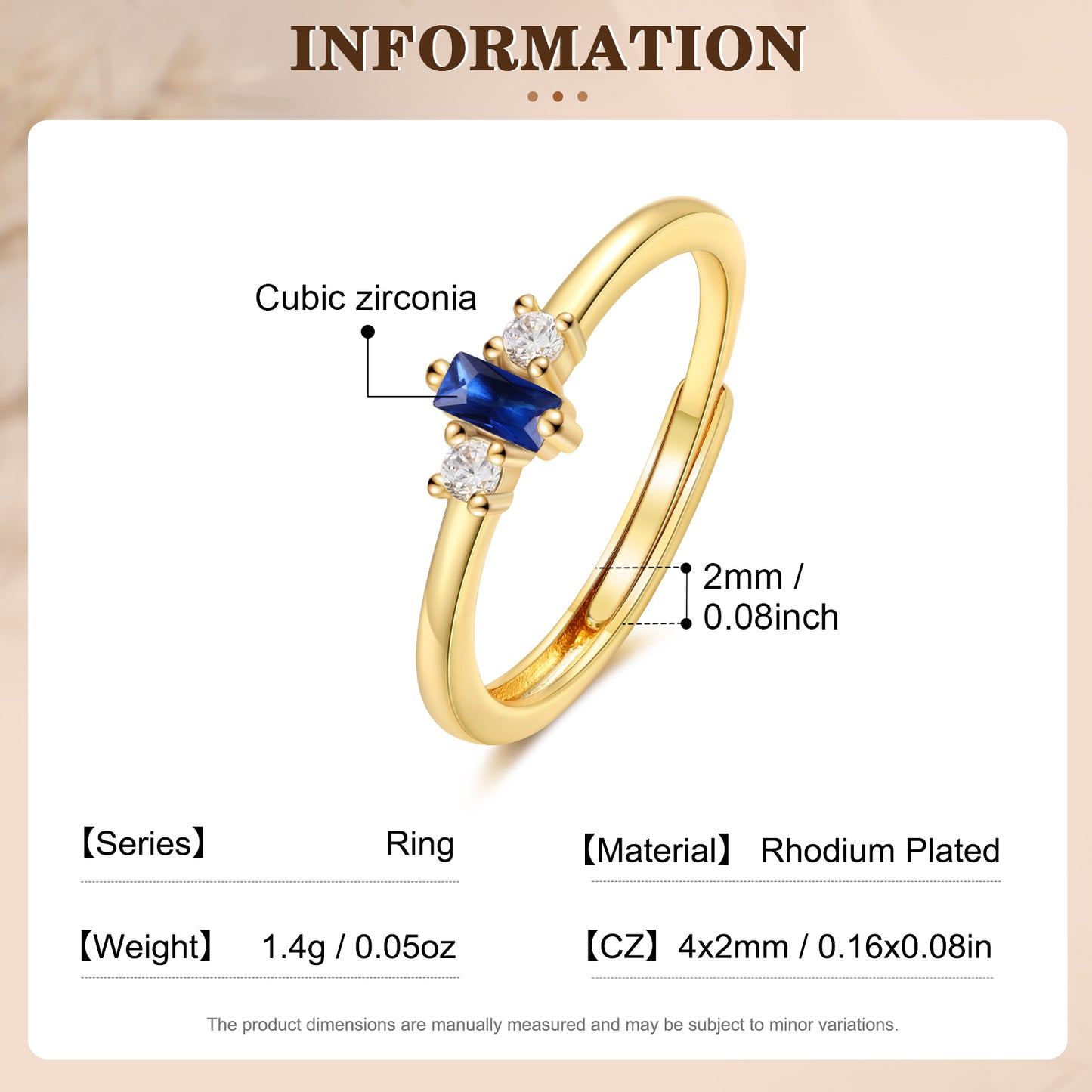 Brass personalized birthstone ring