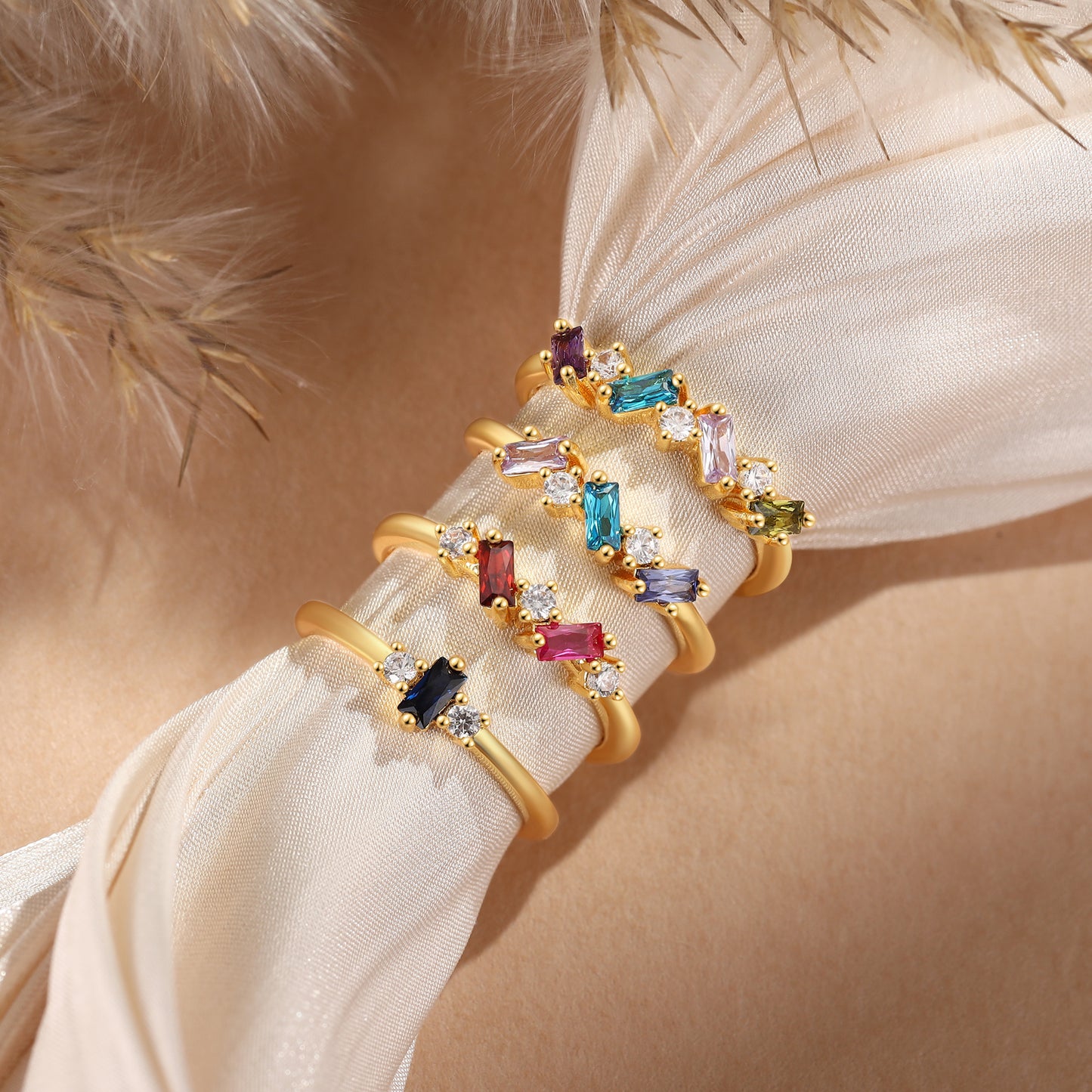 Brass personalized birthstone ring