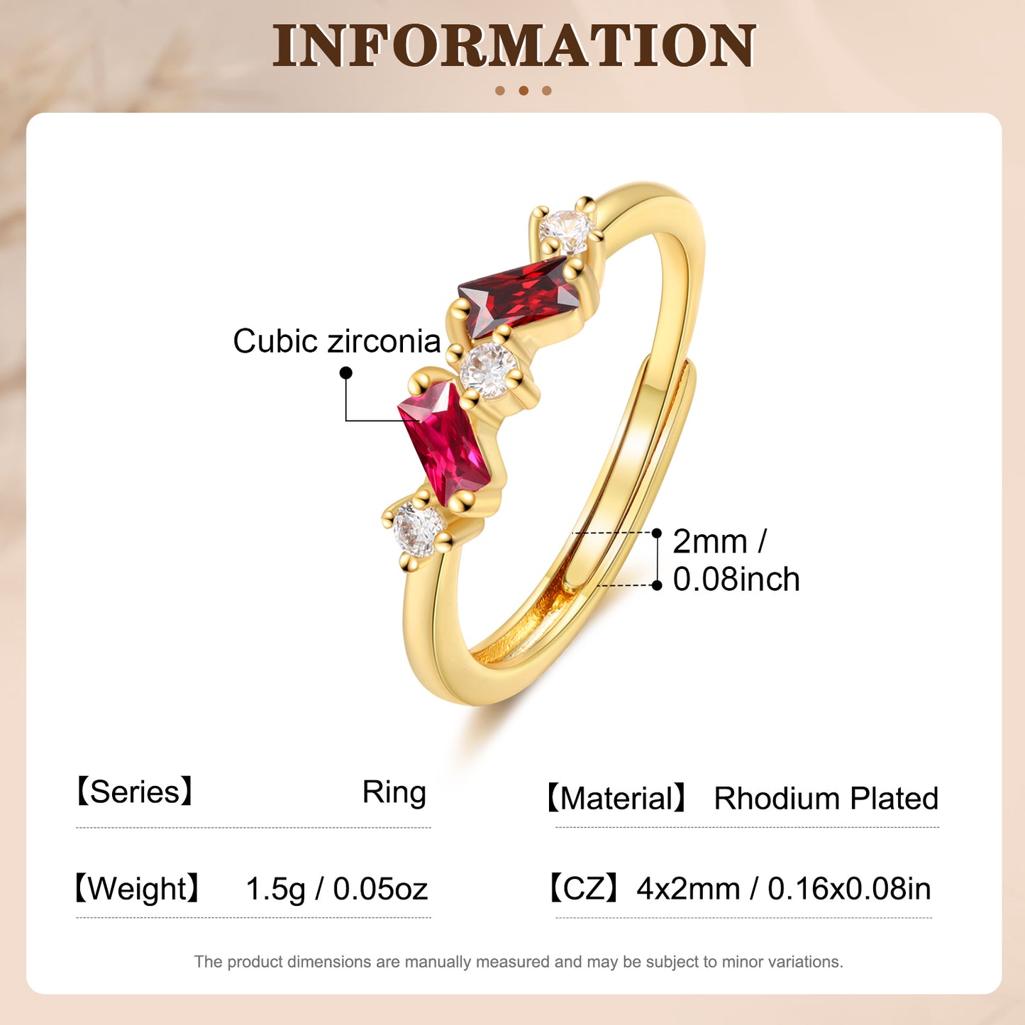 Brass personalized birthstone ring