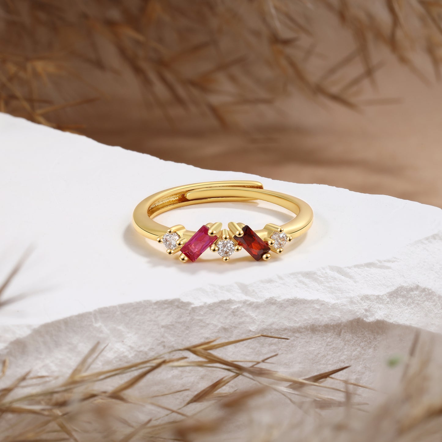 Brass personalized birthstone ring