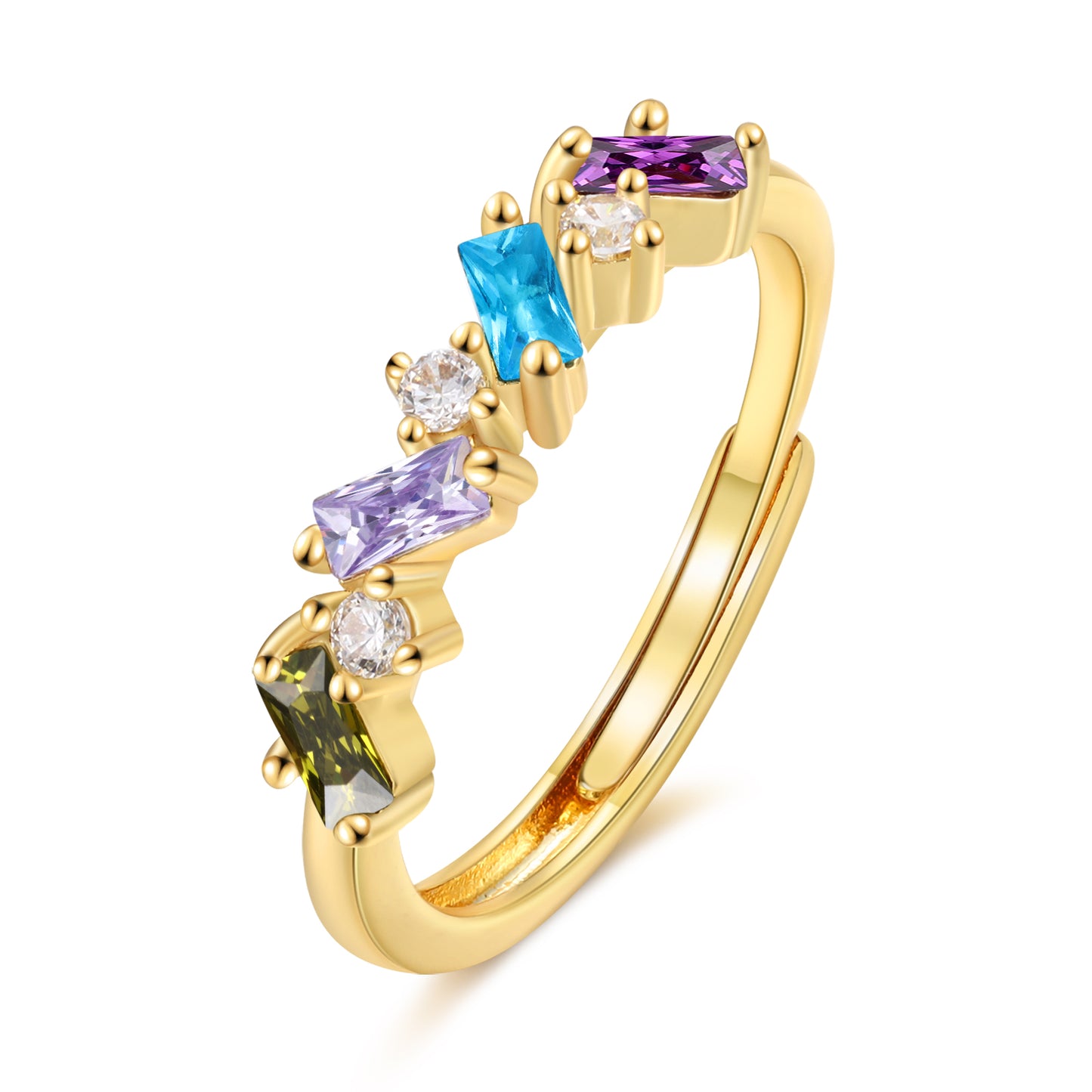 Brass personalized birthstone ring