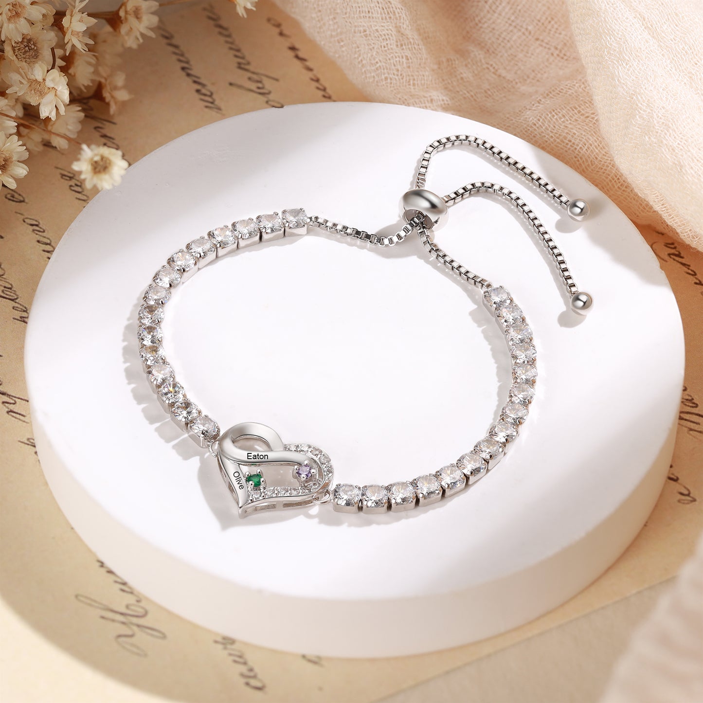 Brass personalized birthstone bracelets