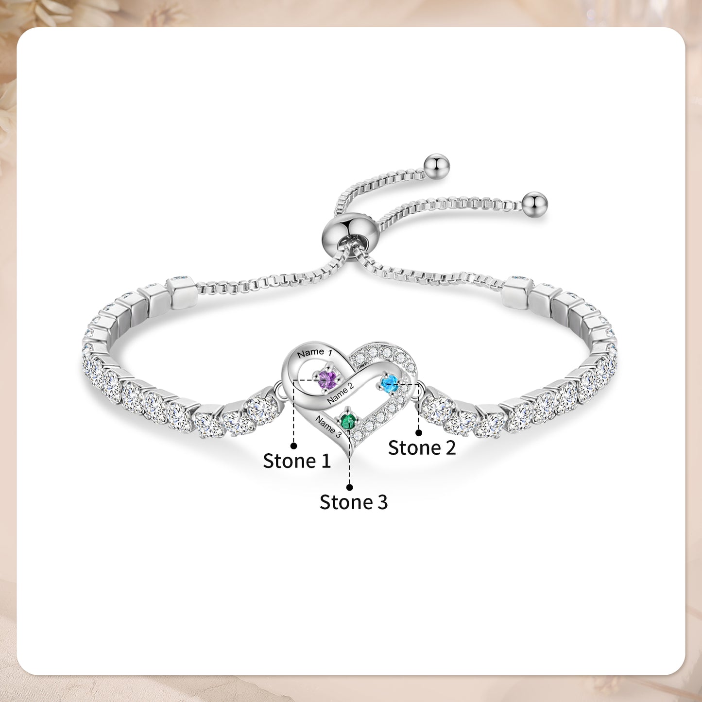 Brass personalized birthstone bracelets