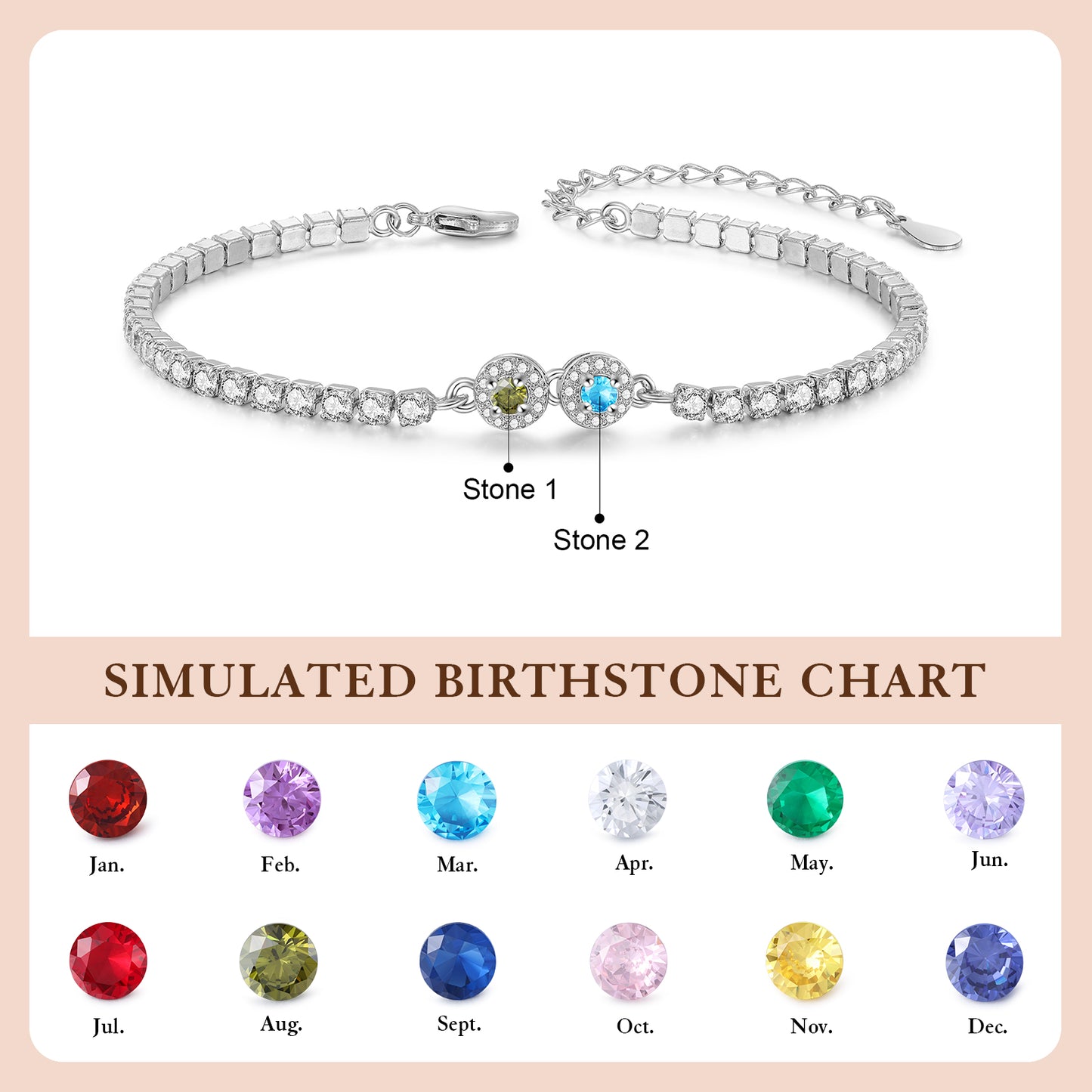Brass Personalized birthstone bracelet
