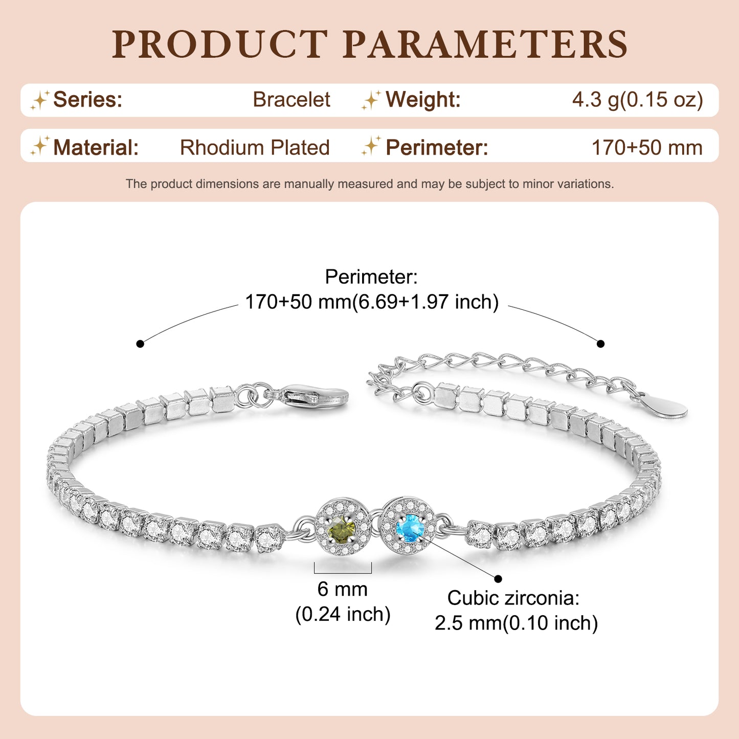 Brass Personalized birthstone bracelet