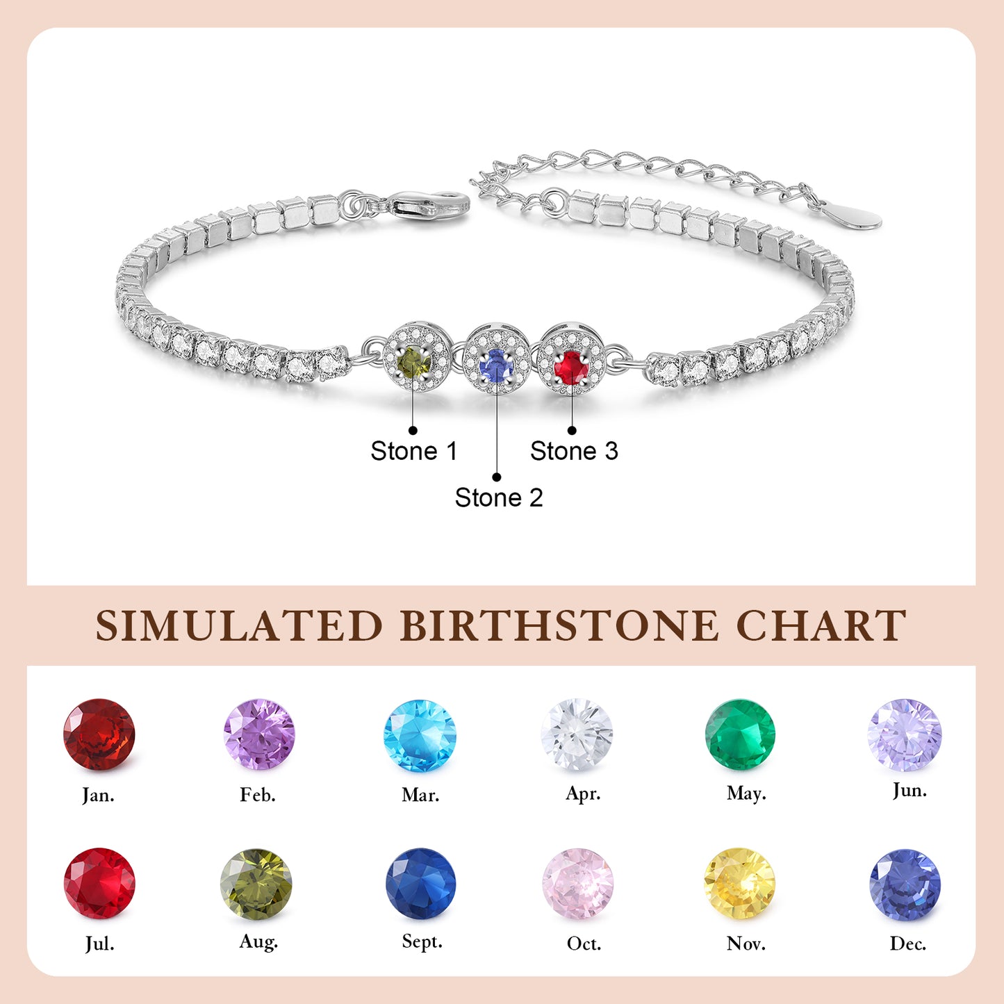 Brass Personalized birthstone bracelet
