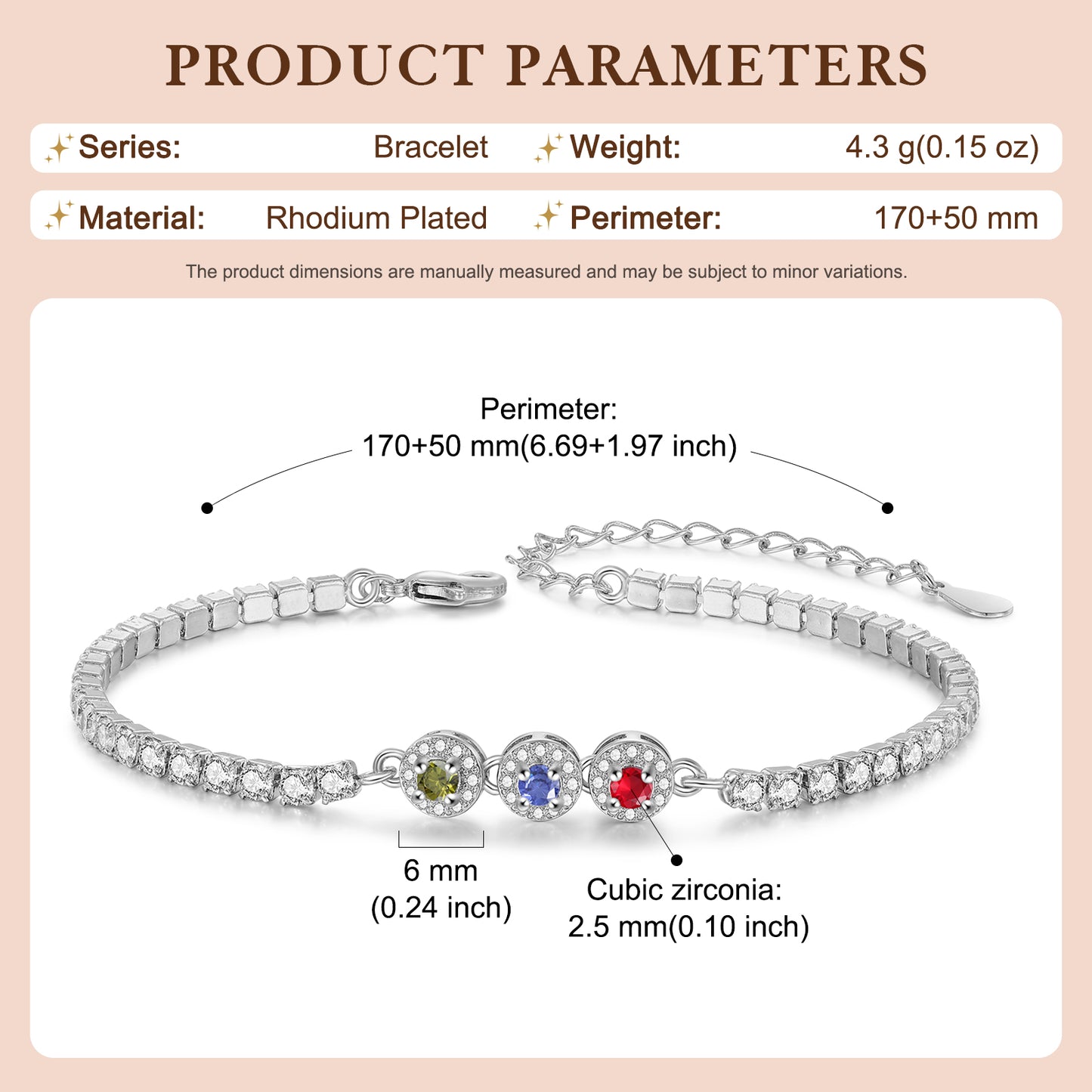 Brass Personalized birthstone bracelet