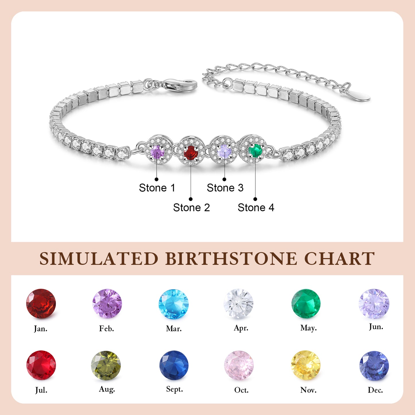 Brass Personalized birthstone bracelet