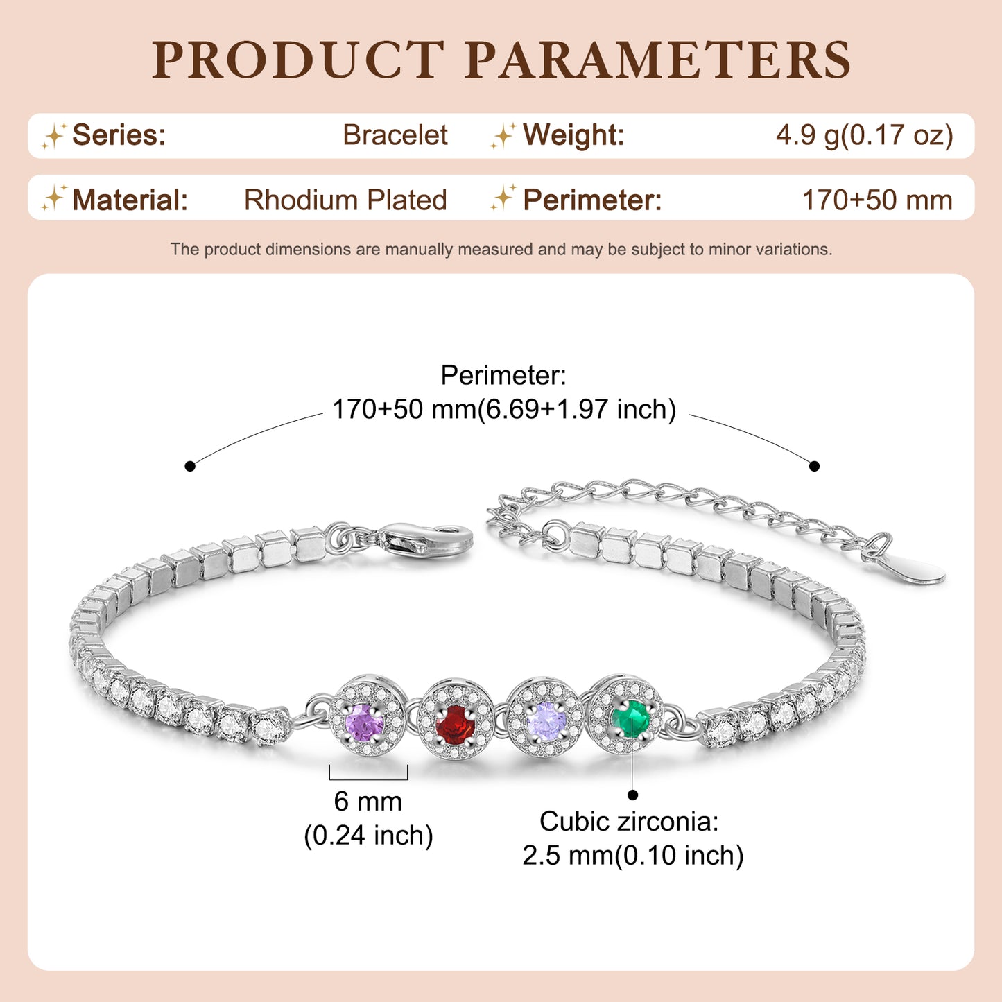 Brass Personalized birthstone bracelet