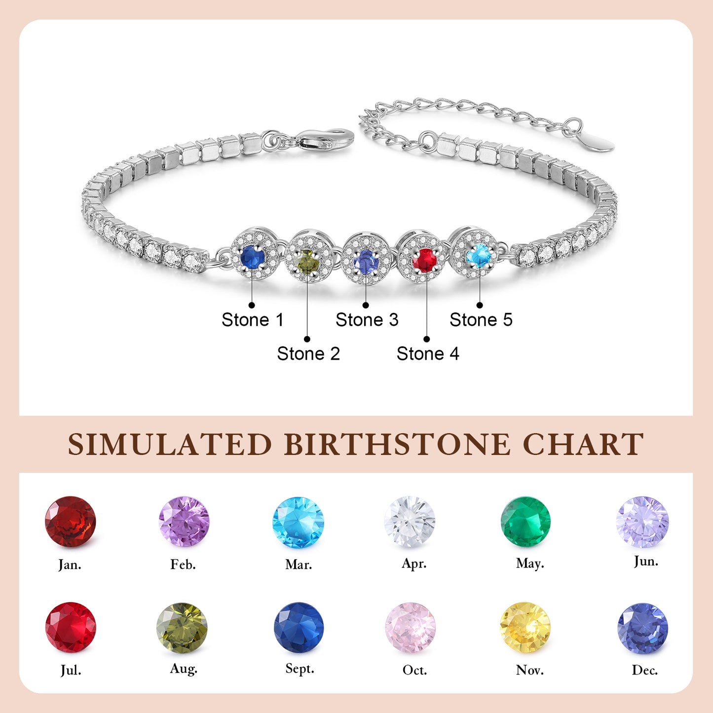 Brass Personalized birthstone bracelet