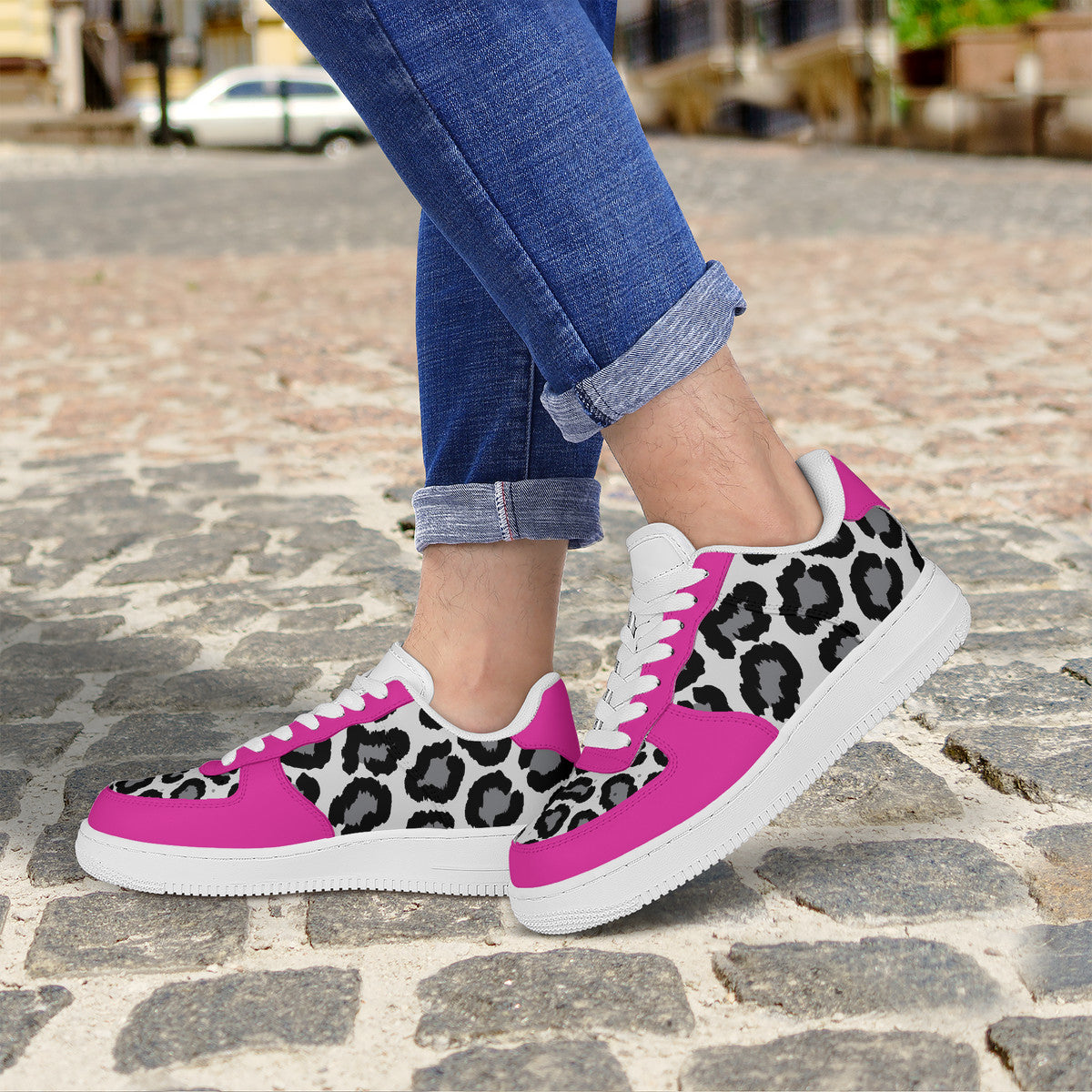 Low Top Unisex Sneaker Leopard print and Pink decoration JewelryLuxeUS.store