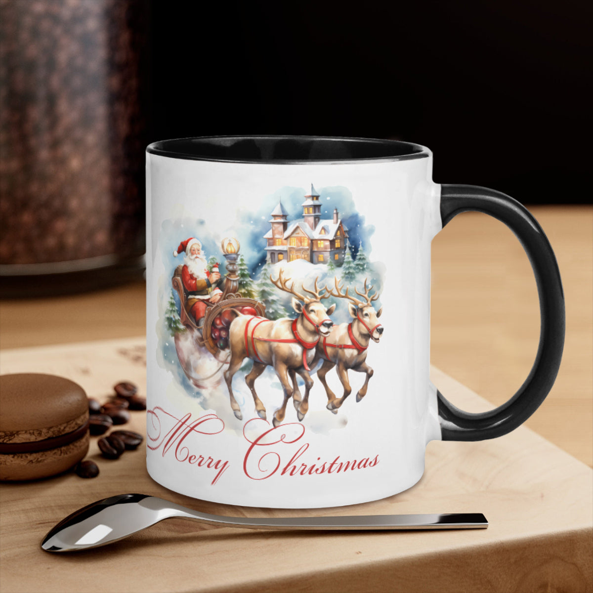 Santa Claus is coming Two-Tone Mug by ChristmasLoving.Shop