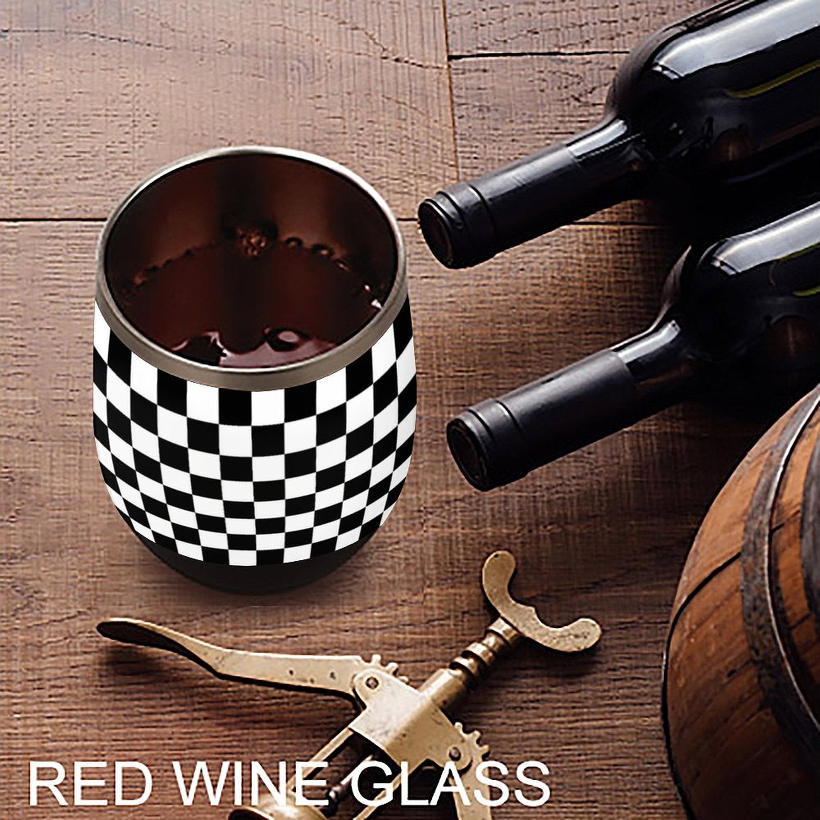 Black and White Wine Tumbler with Lid by SALE-Personal Design