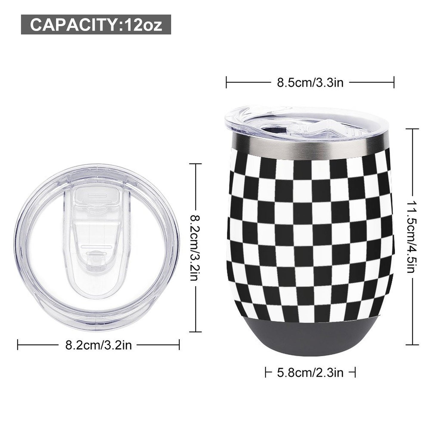 Black and White Wine Tumbler with Lid by SALE-Personal Design