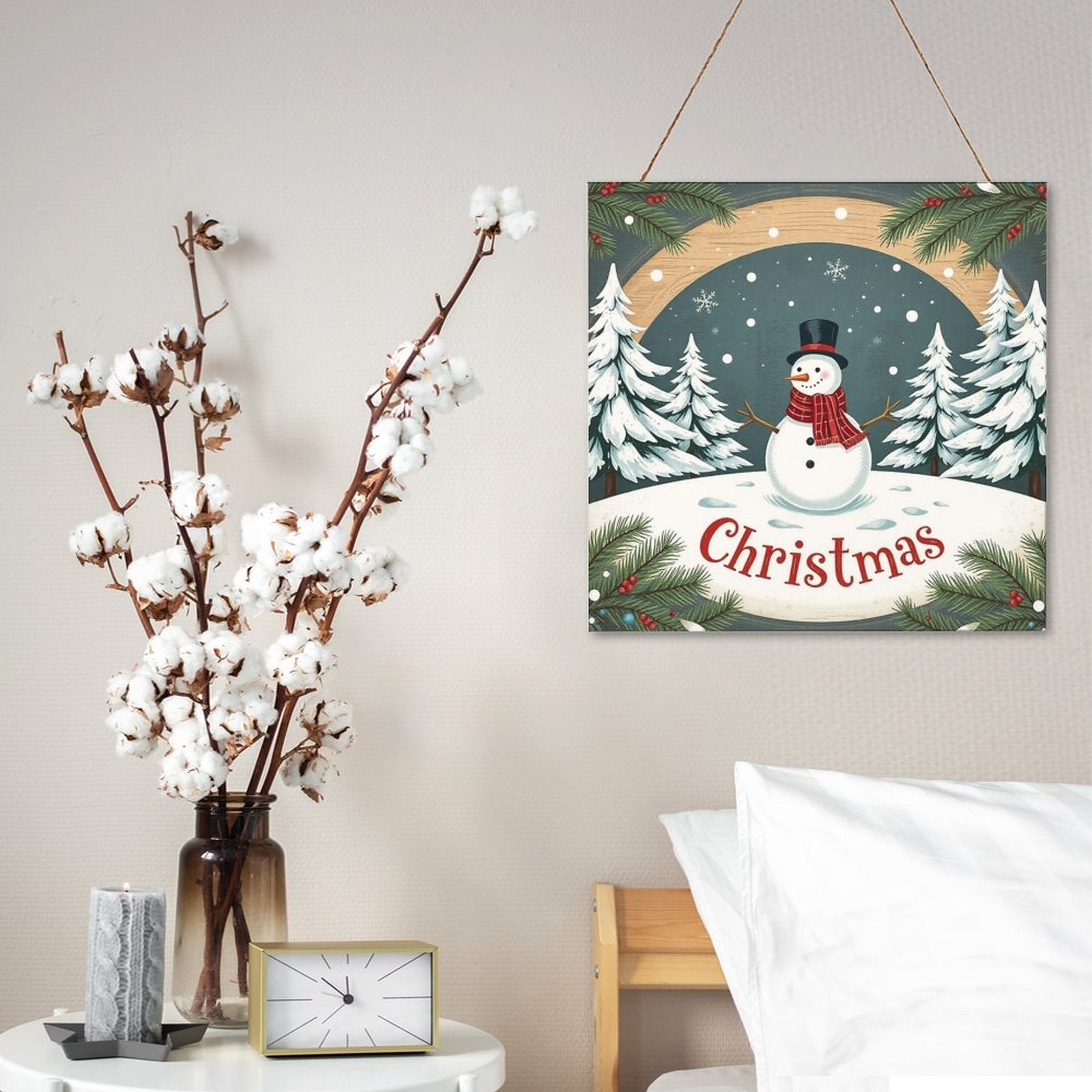 Christmas Square Wood Wall Decor Hanging Sign-12"x12"/30x30cm by SALE-Personal Design