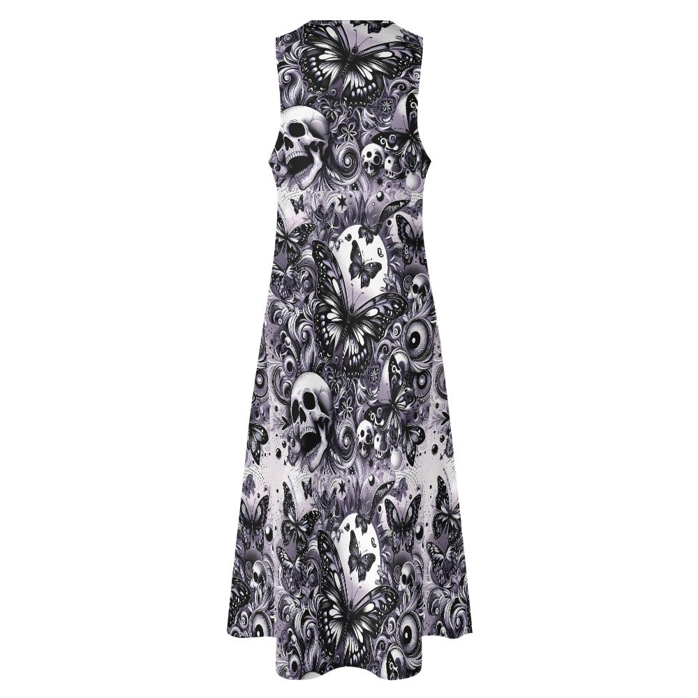 Long dress Skuls and Butterflies by Inkedjoy