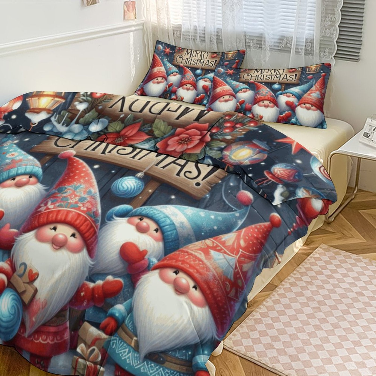Christmas Gnomes 3-Piece Bedding Set-102"x90"/ 259x229cm (Dual-sided Printing) by SALE-Personal Design