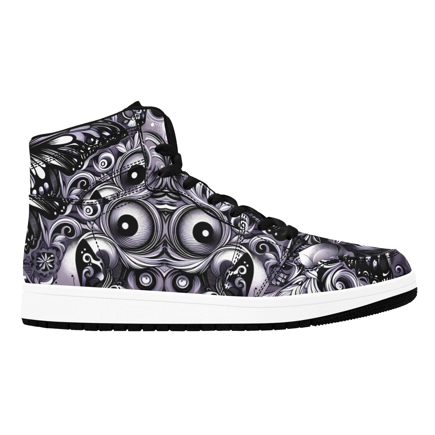 Skulla and Roses Women's High Top Sneakers (Model 20042) by Artsadd