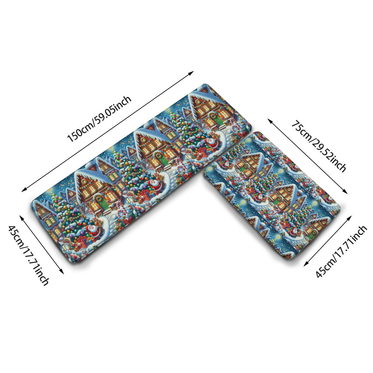 Two-piece L multifunctional kitchen mat Christmas House rug by ChristmasLoving.Shop