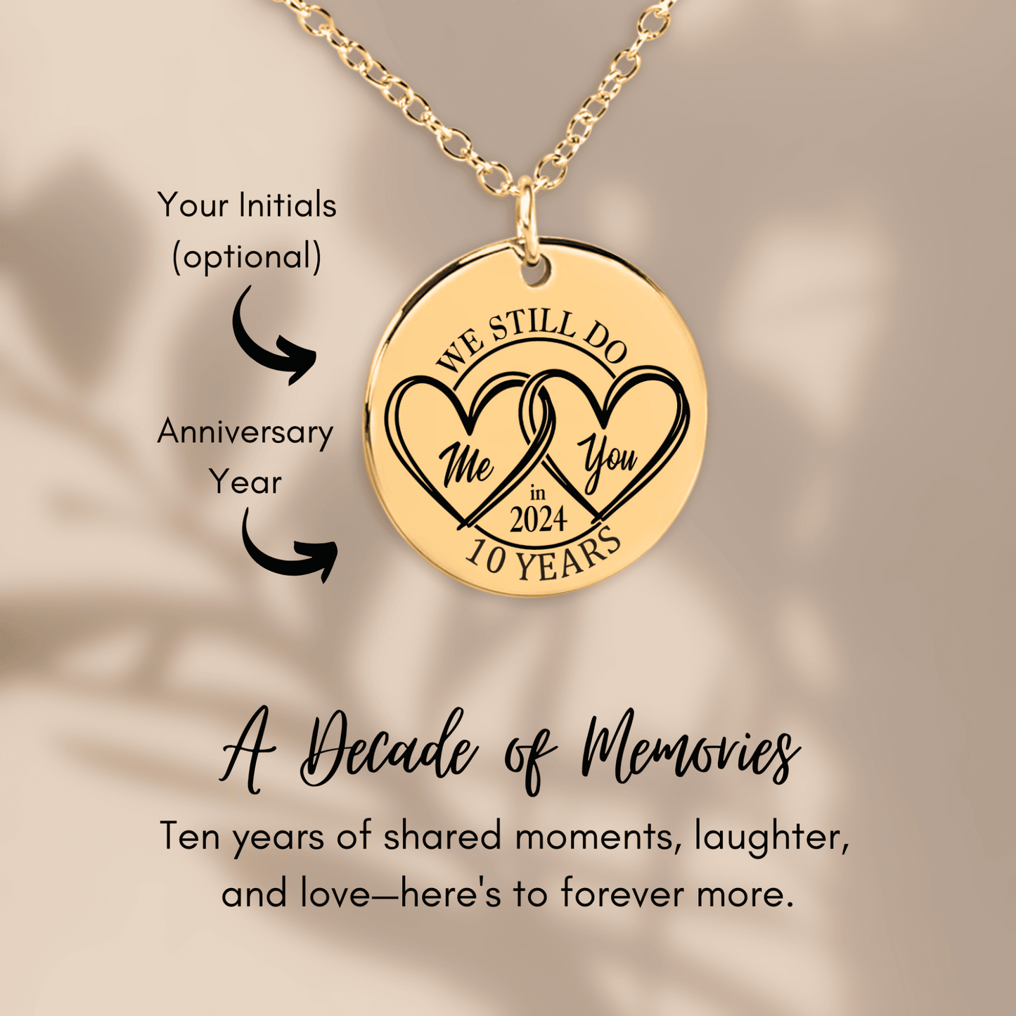 10th Anniversary Coin Pendant Necklace OwnPrint
