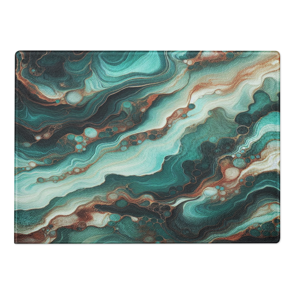 Glass cutting board Epoxy look turquoise JewelryLuxeUS.Shop