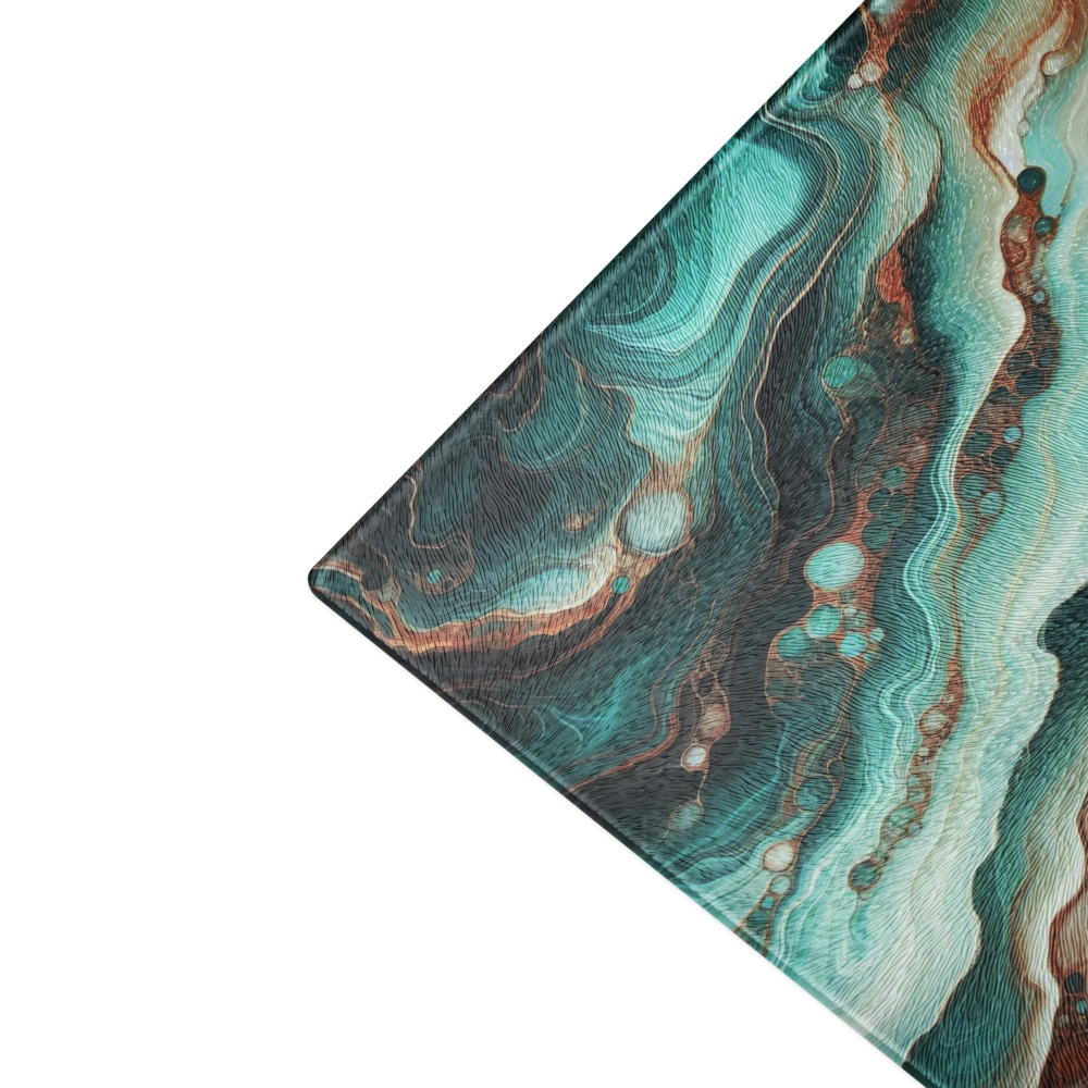 Glass cutting board Epoxy look turquoise JewelryLuxeUS.Shop