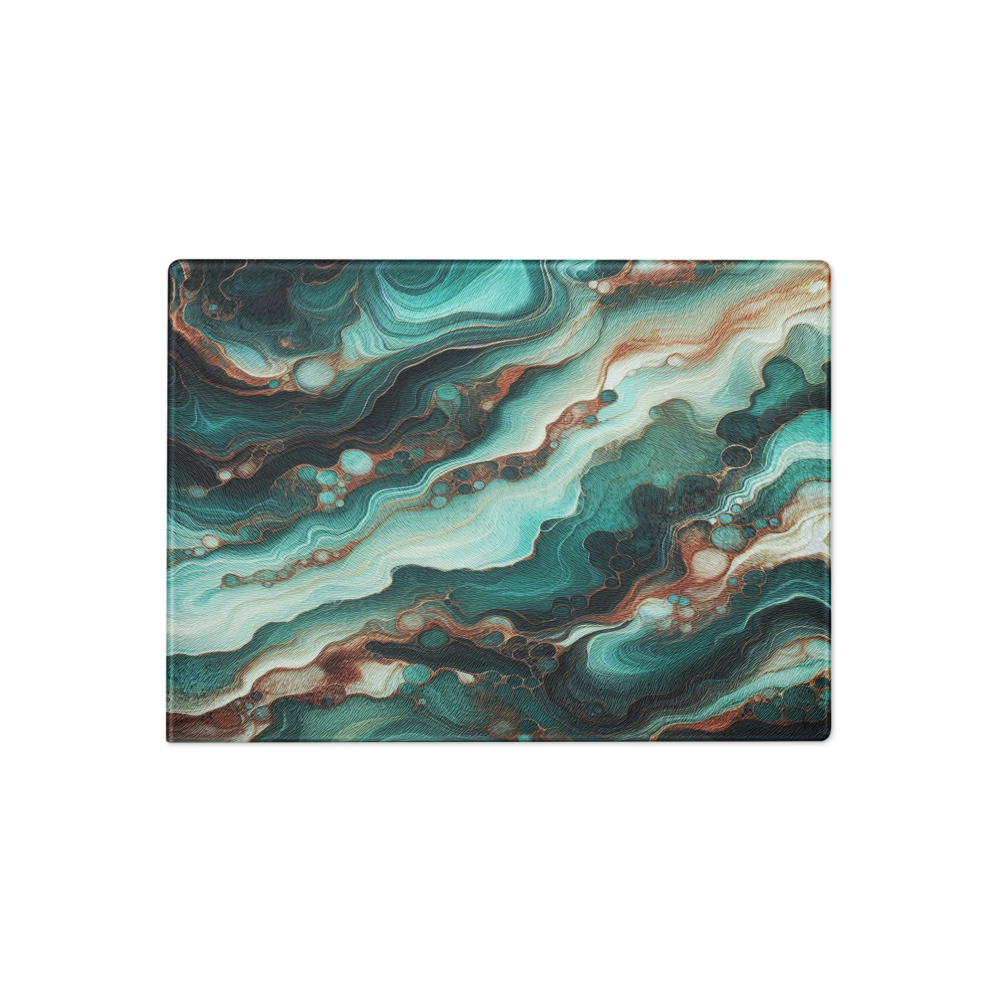 Glass cutting board Epoxy look turquoise JewelryLuxeUS.Shop