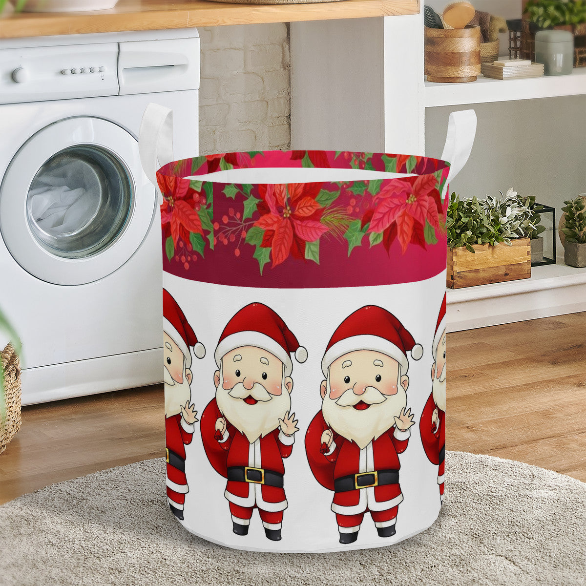 Christmas Round Laundry Basket Santa Claus Christmas decoration