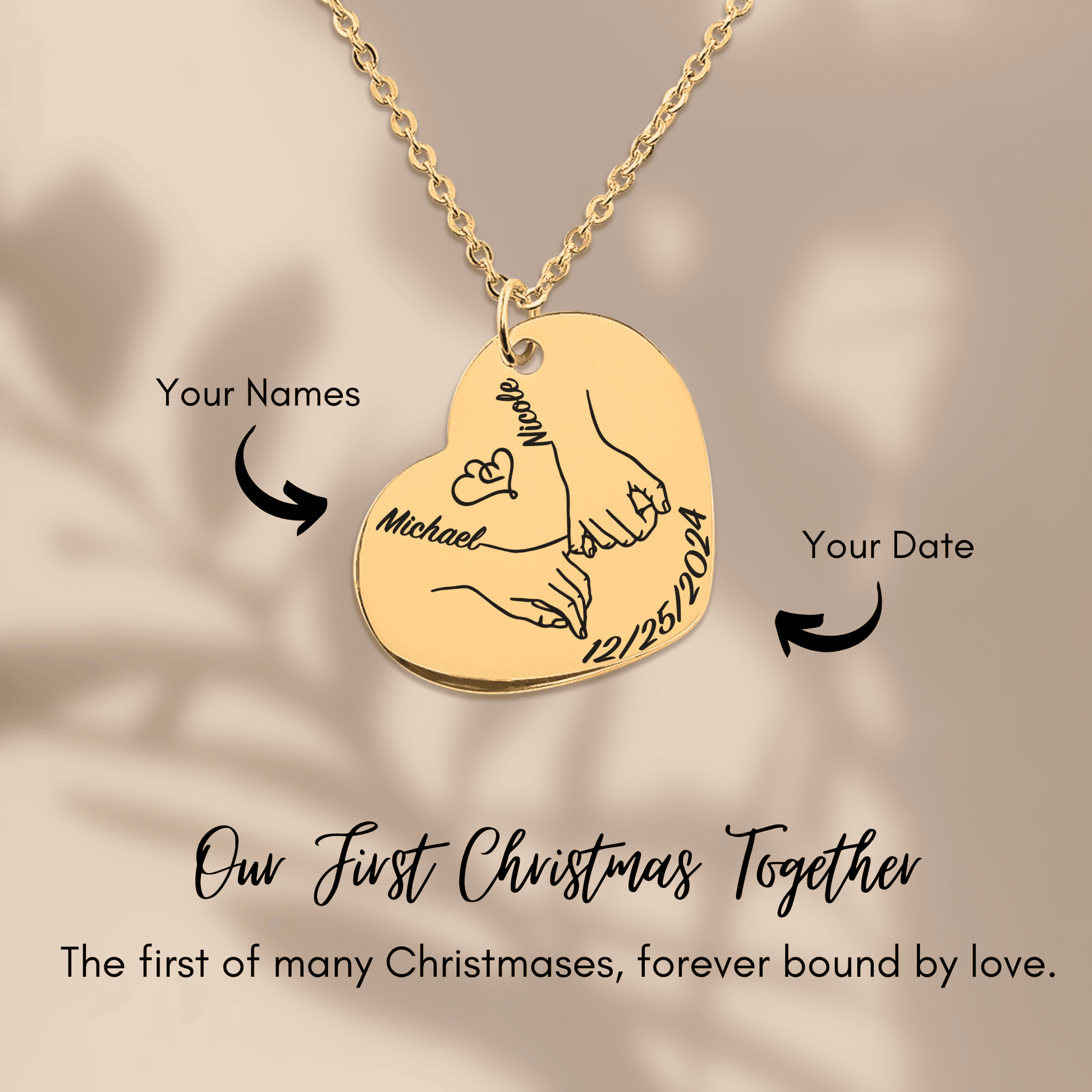 Our First Christmas Together – Personalized Heart Necklace by OwnPrint