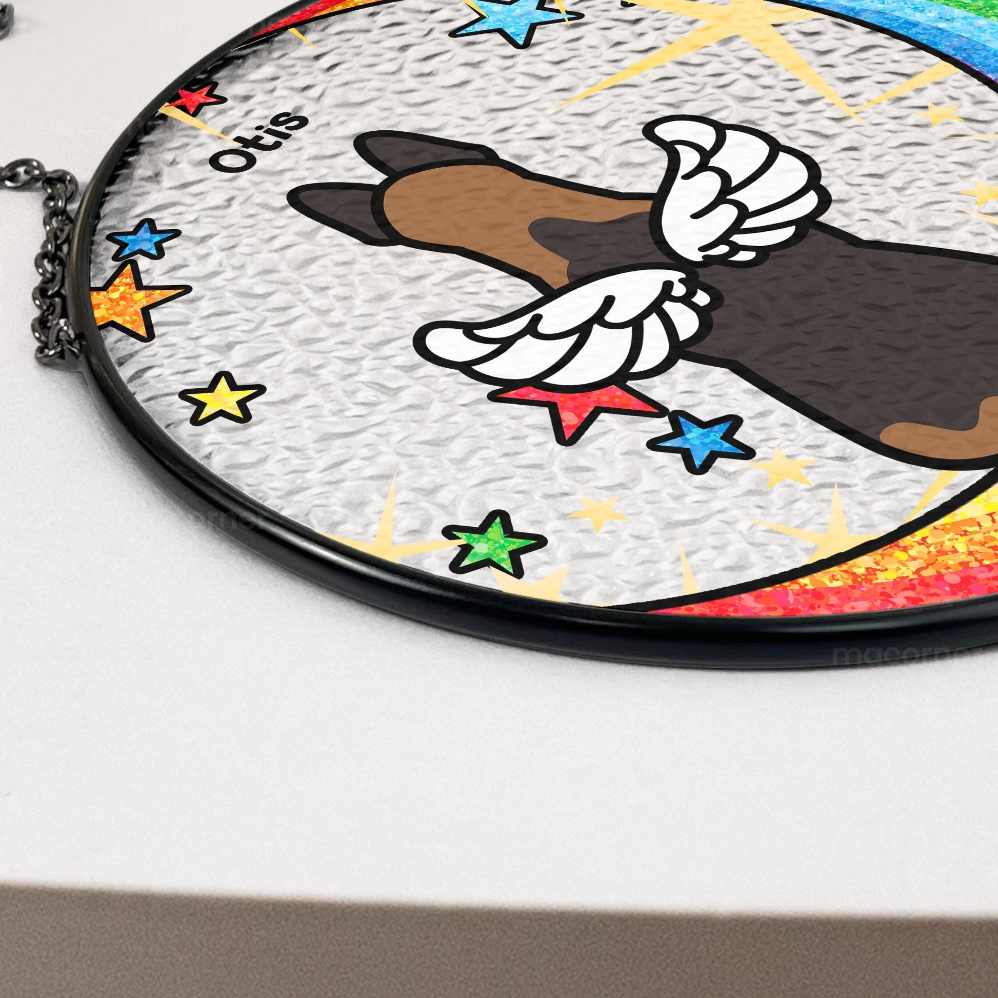 I Crossed The Rainbow Bridge - Personalized Stained Glass Window Hanging Suncatcher - JewelryLuxeUS.Shop
