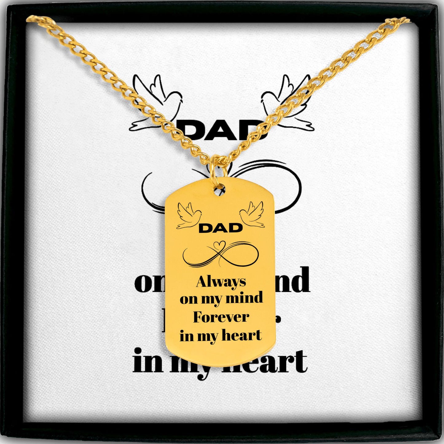 Cuban Tag Necklace Dad Memorial Engraved Dog Tag Necklace