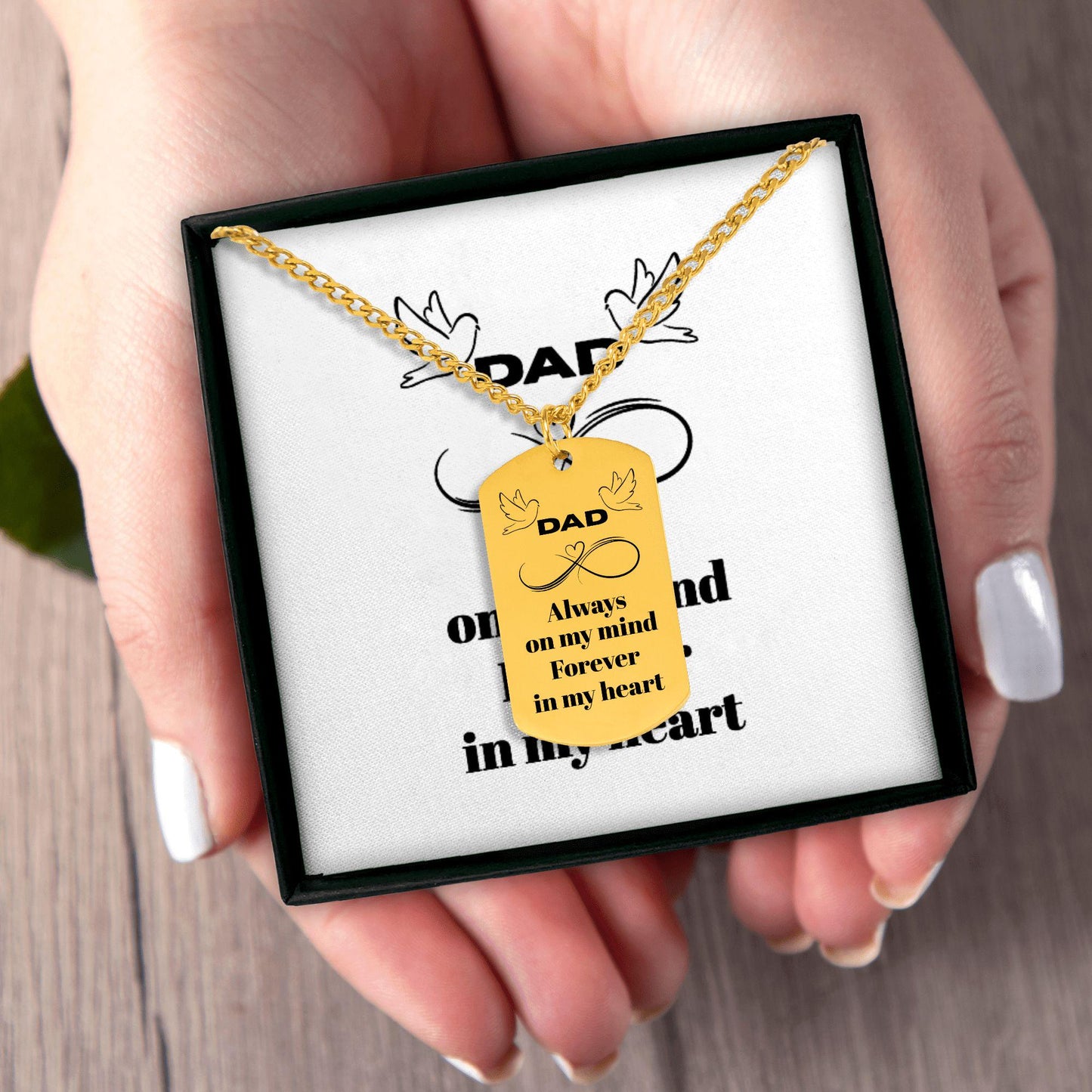 Cuban Tag Necklace Dad Memorial Engraved Dog Tag Necklace